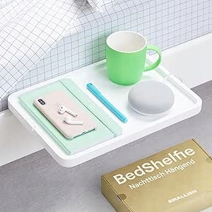 Noční stolek BedShelfie pro patrové postele, bílé dřevo