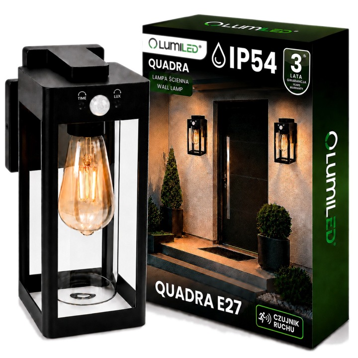 Zahradní nástěnné svítidlo Venkovní fasádní lampa E27 Led Pir senzor pohybu IP54