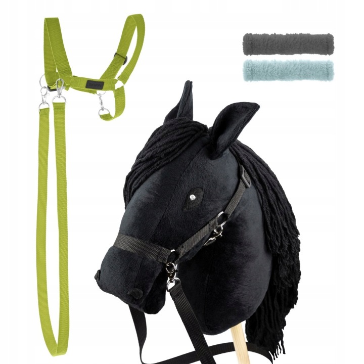 Набір Skippi - Hobby Horse чорний і додатковий недоуздок - світло-зелений