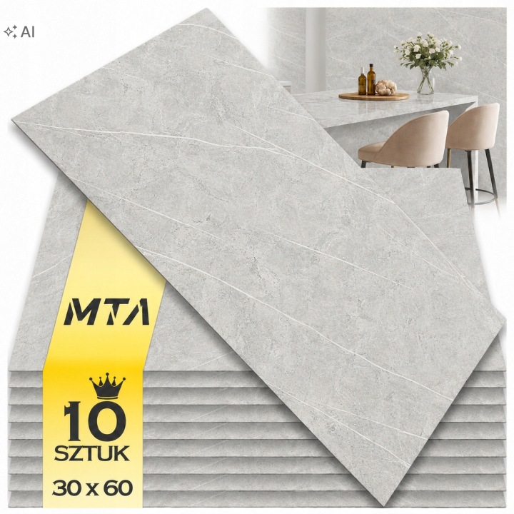 Nástěnné panely Samolepící dlaždice 30 cm x 60 cm Pvc Kámen Lesk 10 x 20 ks