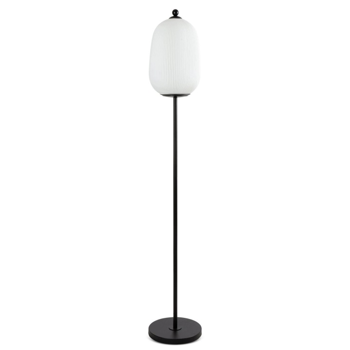 Stojací lampa Ruth bílá, kov a sklo, 150 cm, 1x E27