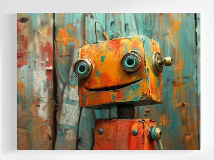 Plakát Grafika Veselý Robot Android Stroj Úsměv 100x75