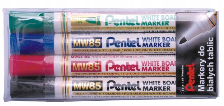 PENTEL маркер сухостиральний MW85 набір 4 кольори для білих дошок у чохлі — фото 6