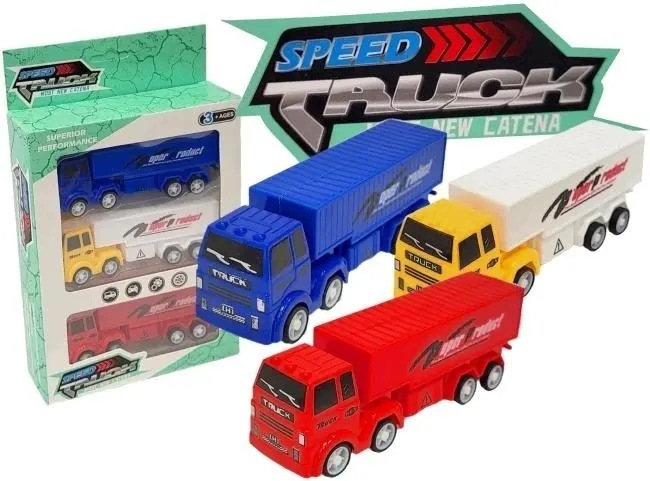 Набір 3 вантажівок з напівпричепами 13 см Speed Truck для дітей 3+