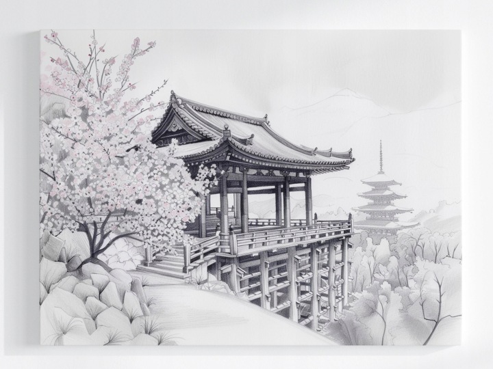 Plakát Krajina Grafika Park Zahrada Japonsko Sakura 100x75