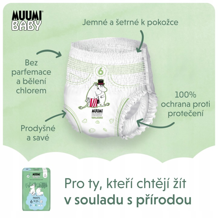 MUUMI BABY штани 6 JUNIOR еко трусики-підгузки вбирні MOOMIN 12-20 кг 36 3 шт. — фото 4