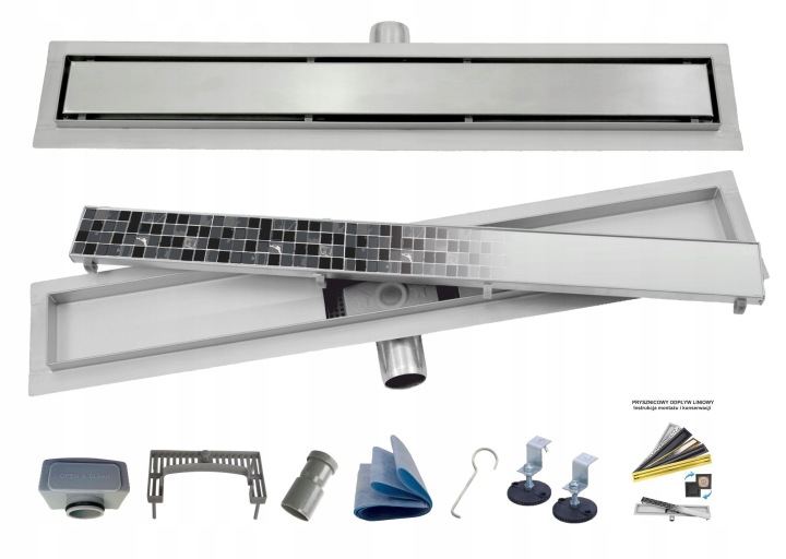 X-home Lineární Odtok 50 cm 2v1 Pod desku Nízký Sifon 54 mm Nerezová Ocel