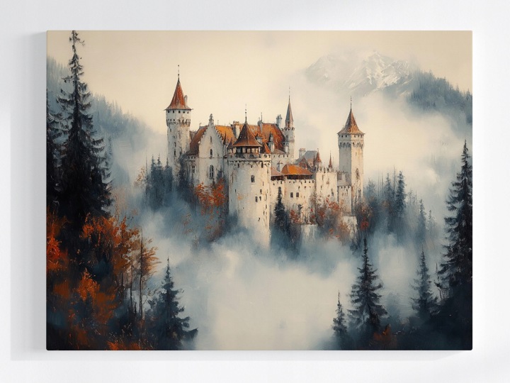 Plakát Architektura Zámek Palác Pevnost Hory Mlha 100x75