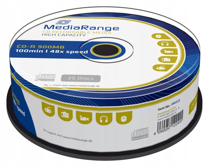 CD lemez MediaRange CD-R 900 MB 25 darabos, (4260057122445) • Ár ...