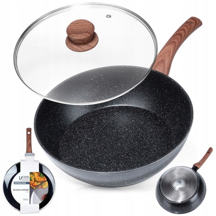 Granitová pánev na smažení dušení hluboká s poklicí Vilde 28 cm 3,5 l