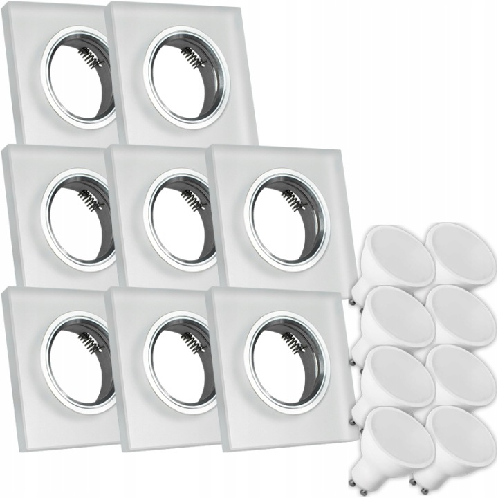 8X Skleněná Lampička Moderní Svítidlo Čtverec Silné Sklo 3W Led Žárovka