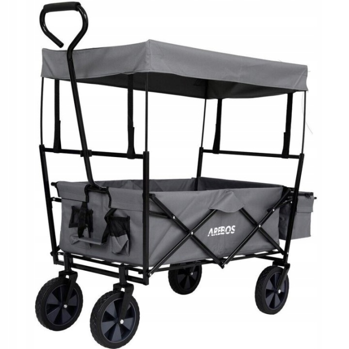 Skládací transportní vozík se stříškou, nosnost do 70 kg, šedý