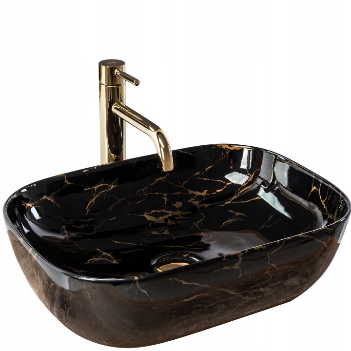 Umyvadlo na desku Belinda Black Marble Shiny Rea