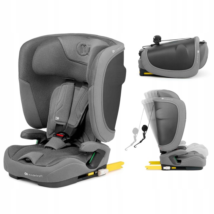 KINDERKRAFT FIX2GO I-SIZE автокрісло ISOFIX 76-150 см 9-36 кг сірий (виставковий)