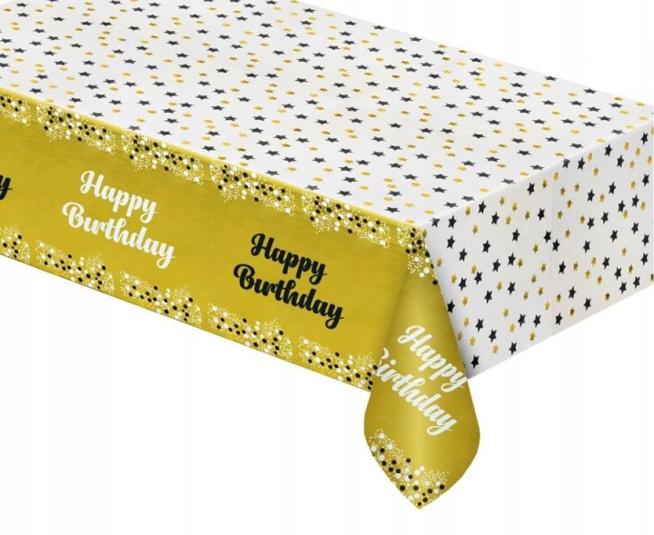 Скатертина поліетиленова B&C HAPPY BIRTHDAY золотий 137x183 см GODAN