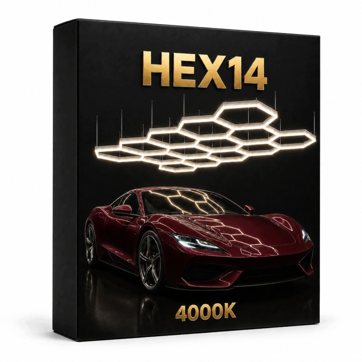Černý stropní svítidlo Led 399W 4000K 229x394 cm garáž dílna Hexagon 14 silný