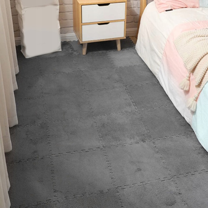 Плюшевий килимок підлоговий пазли квадрати килимові 31x30 см набір 10 шт. . — фото 11
