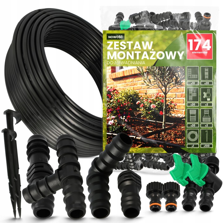 Sada Na Zavlažování fóliových tunelů 174 El. Trubka Pe 16MM 100M Tvarovky