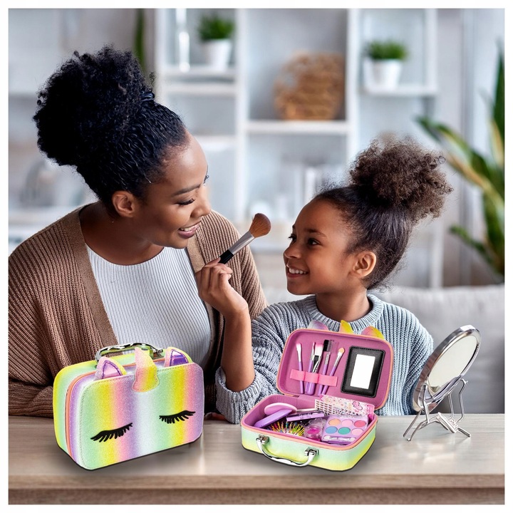 CHILDREN'S COSMETICS CASE SET NECKLACE RING SHADOWS GLITTER Product height 17 cm