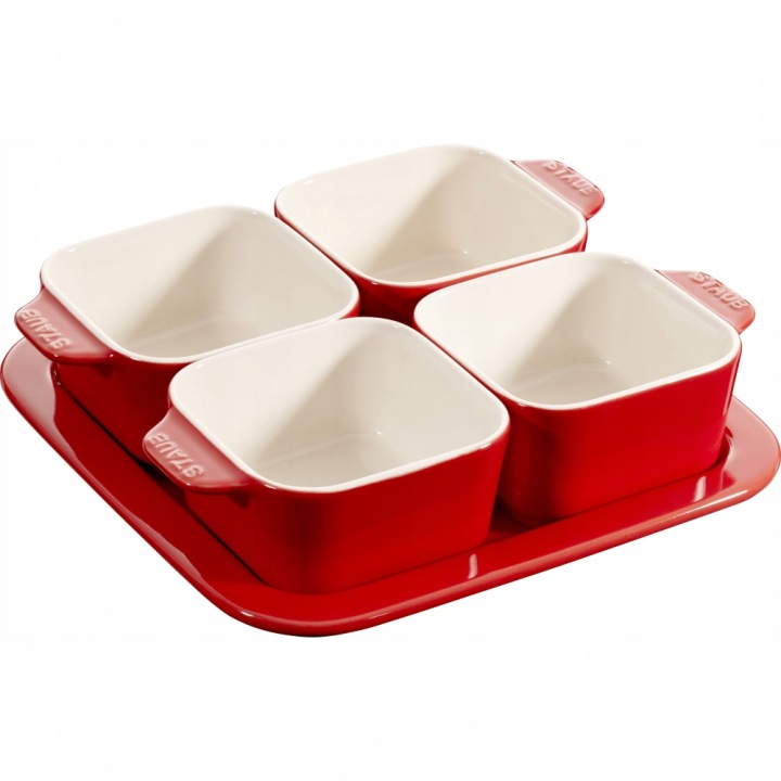 Sada pro tapas Staub Serving 5 el. podnos 19 cm a 4 misky 125 ml