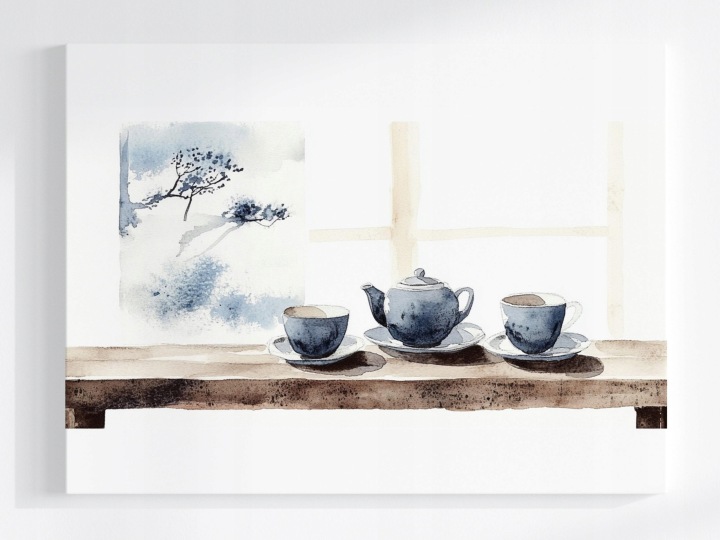 Plakát Japandi Orient Čaj Šálky Zázvor Okno 100x75