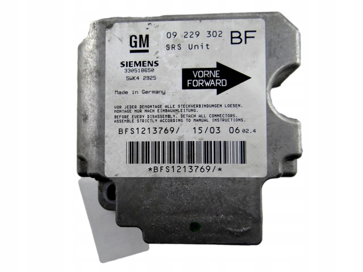 modulo SENSOR airbag OPEL ASTRA G 09 229 302