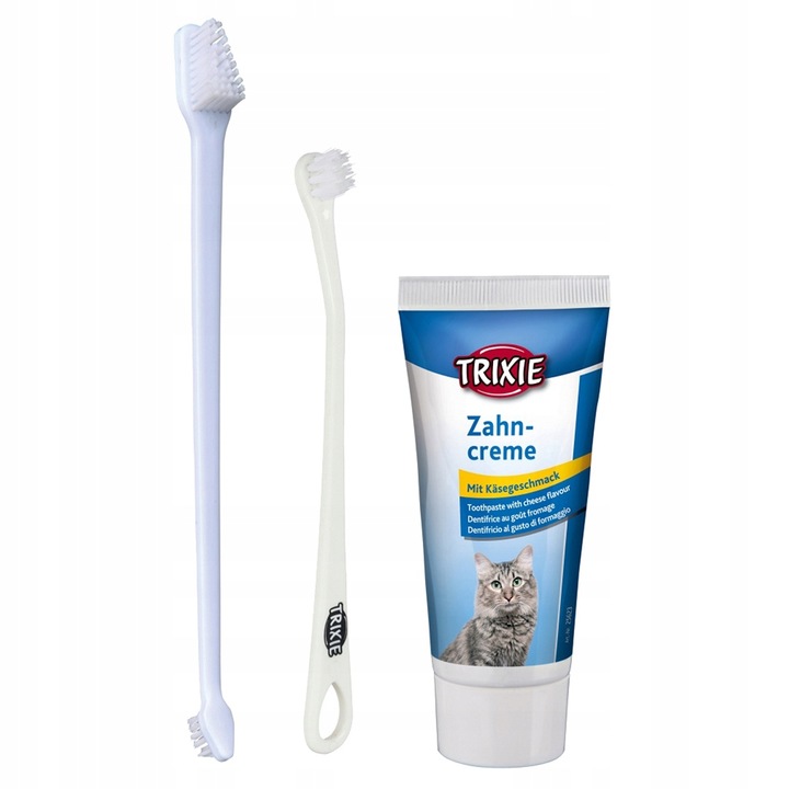зубная щетка и паста для кошек