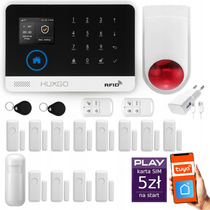 Bezdrátový alarm WiFi Gsm 4G, Tuya, sada alarmu Huxgo HXA003 D12WS