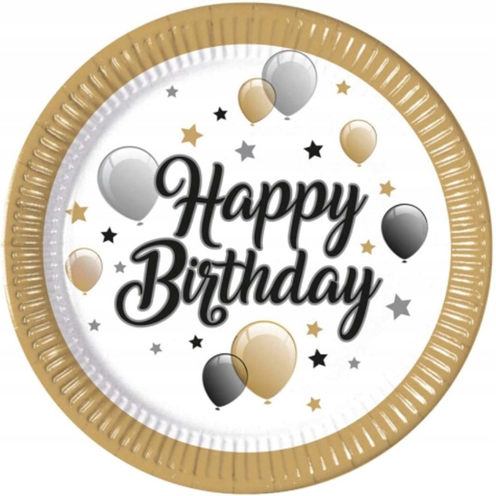 Тарілочки паперові Happy Birthday в повітряні кульки 8 шт. 23 см День народження
