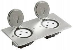Dvojitá podlahová zásuvka Inox Legrand 089702