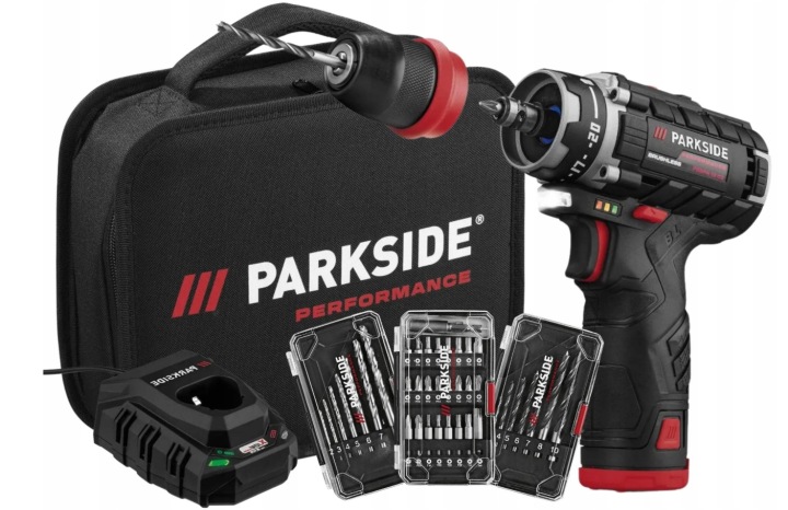 Šroubovák Parkside Performance Pbspa 12V Aku Nabíječka Příslušenství Bity