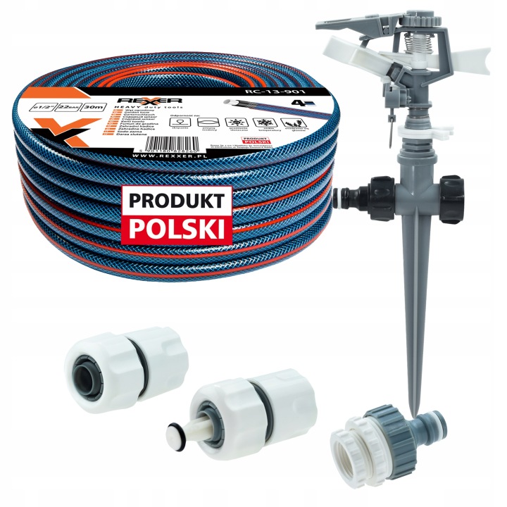 Hadice 1/2" 30 M 4 Vrstvená Spojky Zavlažovač Polský