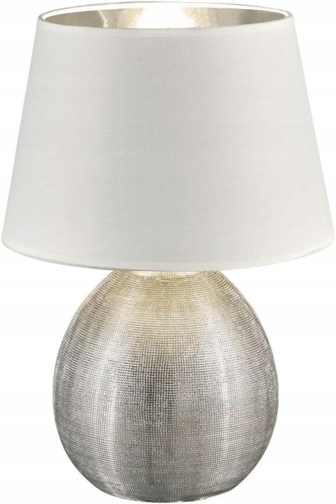 Stolní Lampa Keramická Luxor Stříbrná Stínidlo E27 35 CM Reality