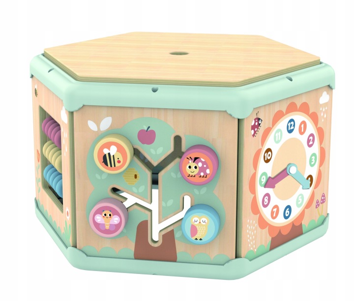 KOSTKA AKTYWNOŚCI DREWNIANA SZEŚCIOKĄT DREWNIANY MONTESSORI TOOKY TOY EAN (GTIN) 6972633378464