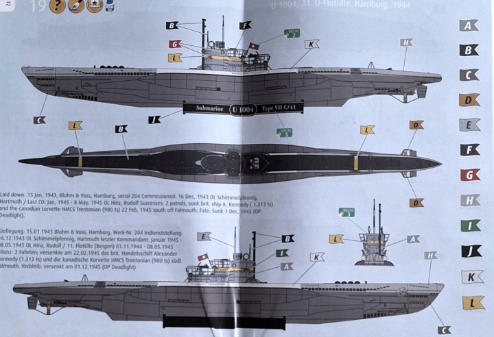 Модель корабля підводного U-Boot TYPE VII C/41+ килимок A3 , клей, фарби.... — фото 9