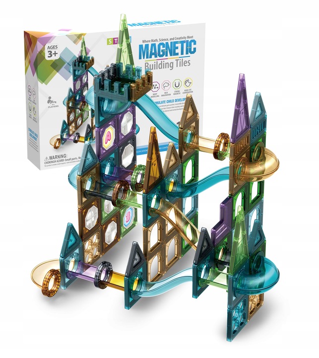 MAGNETIC BLOCKS CONSTRUCTION PANELS BALL TRACK 100EL SET FOR CHILDREN