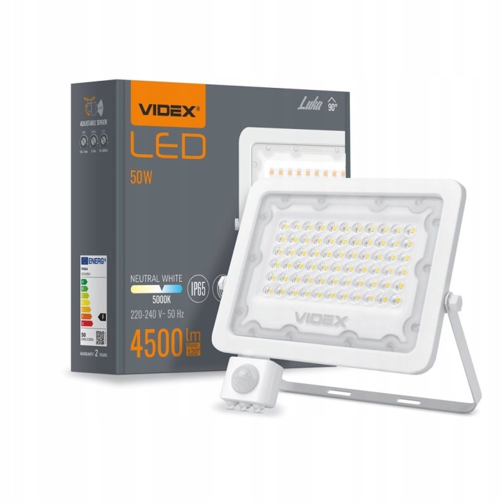 Videx-led Osvětlovač FLOOD-LED-PIR-LUCA-50W-NW VLE-F2e-505W-S 5000К