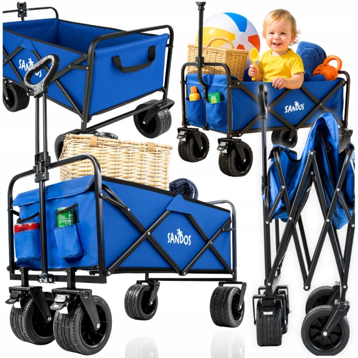 Skládací plážový turistický vozík s přepravním vozíkem 100 kg, karavan, kemp