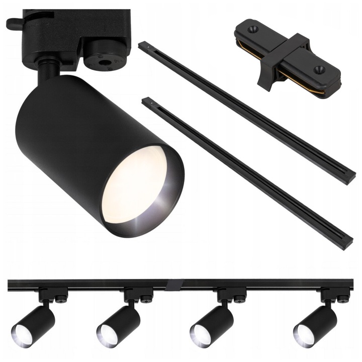 Kolejnicové osvětlení Sada 4x lampa GU10 lišta Szyna 2x 1 m Černá Led 2 m