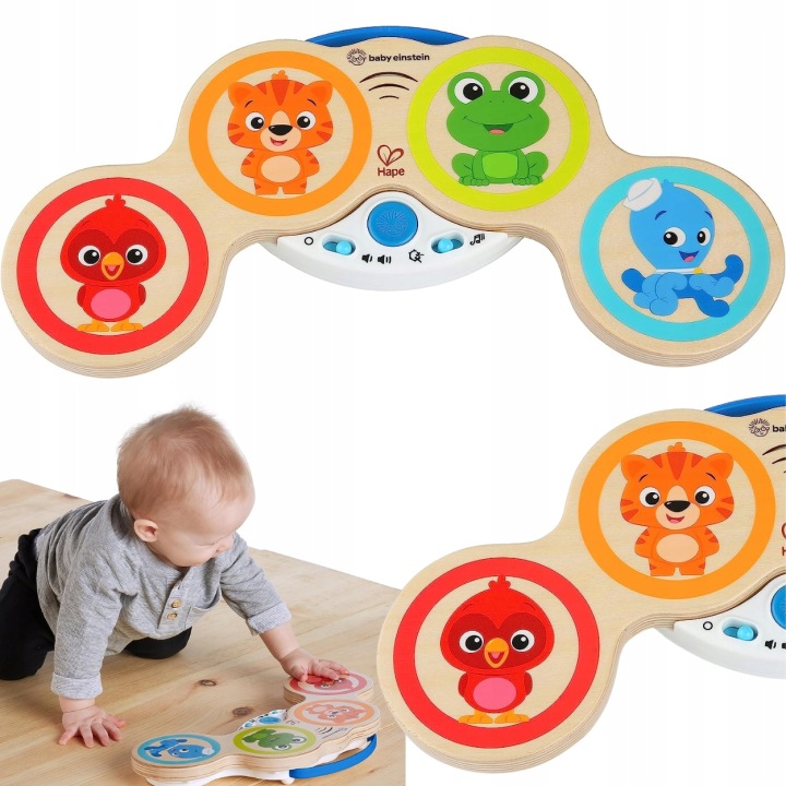 Барабанчик іграшка музична Baby Einstein дерев'яна барабанна установка, барабанчики сенсорні — фото 12