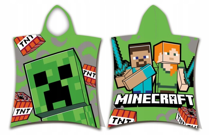 Пончо для дітей 50x115 Minecraft зелений рушник з капюшоном дитячий