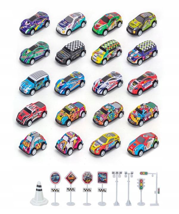 LARGE SET OF RACING CARS RESORAKI METAL CARS + CHEST MAP Effects none
