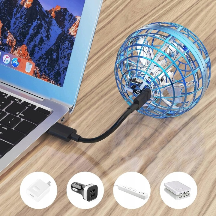 Літаючий фіджет-спінер LED світиться USB синій — фото 5