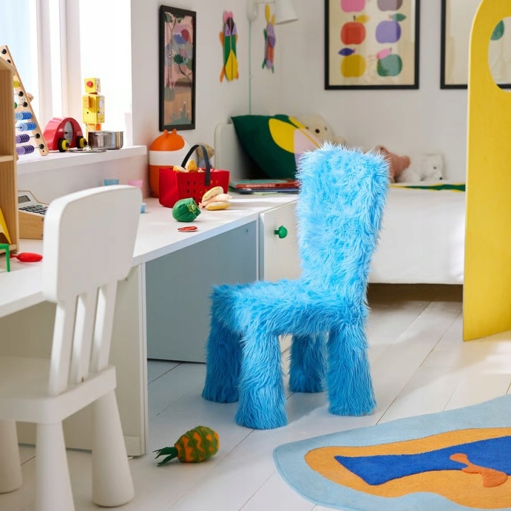 IKEA GREJSIMOJS Чохол на стільчик MAMMUT, штучний хутро Синій — фото 3