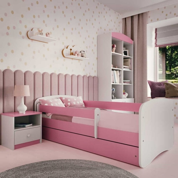 Ліжко babydreams рожеве без візерунка без шухляди з матрацом 160/80 — фото 5