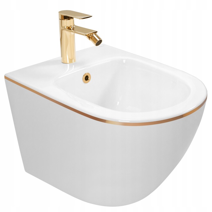 Rea Bidet Carlo Mini Bílý Se Zlatým Lemem