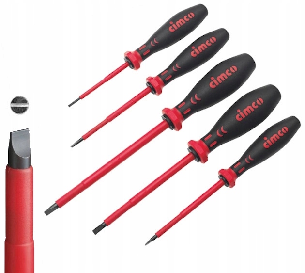 Šroubovák izolovaný plochý 1000V 2,5 mm 3,5 mm 4,0 mm 5,5 mm 6,5 mm Sada 5 ks