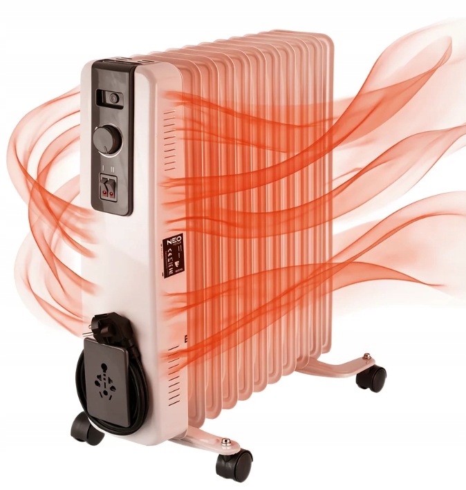 Olejový žebrový radiátor 90-153 Neo Tools 2500 W bílý 230 V 50 Hz