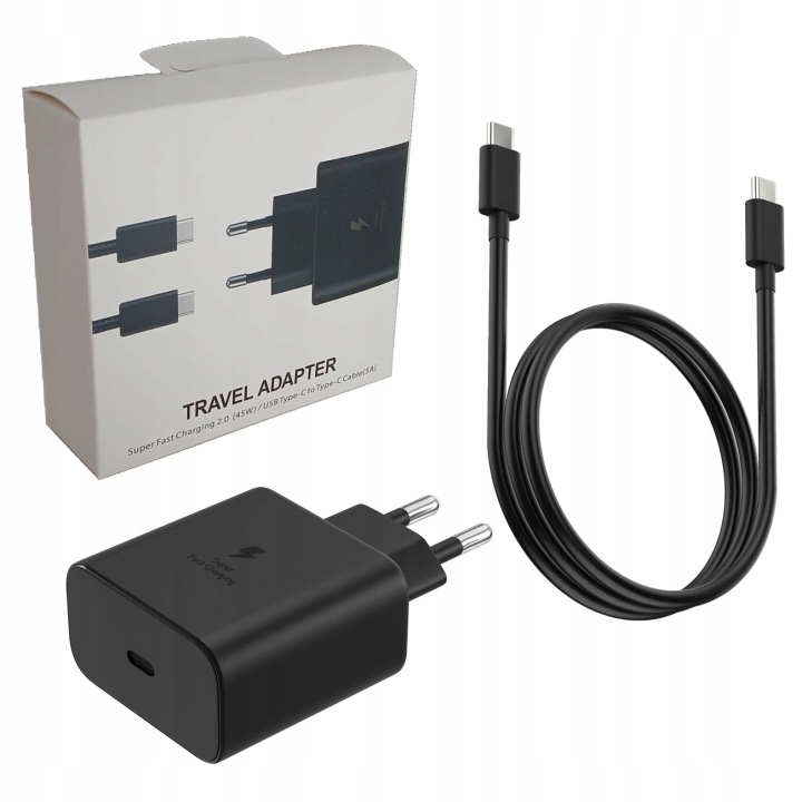 SZYBKA ŁADOWARKA SIECIOWA PD 45W UNIWERSALNA TYPE-C + KABEL USB TYPE C 2M