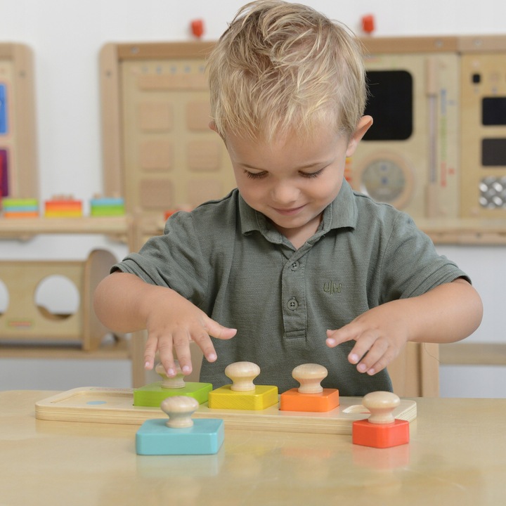 MASTERKIDZ UKŁADANKA DREWNIANA DOPASUJ ROZMIARY I KOLORY Materiał drewno